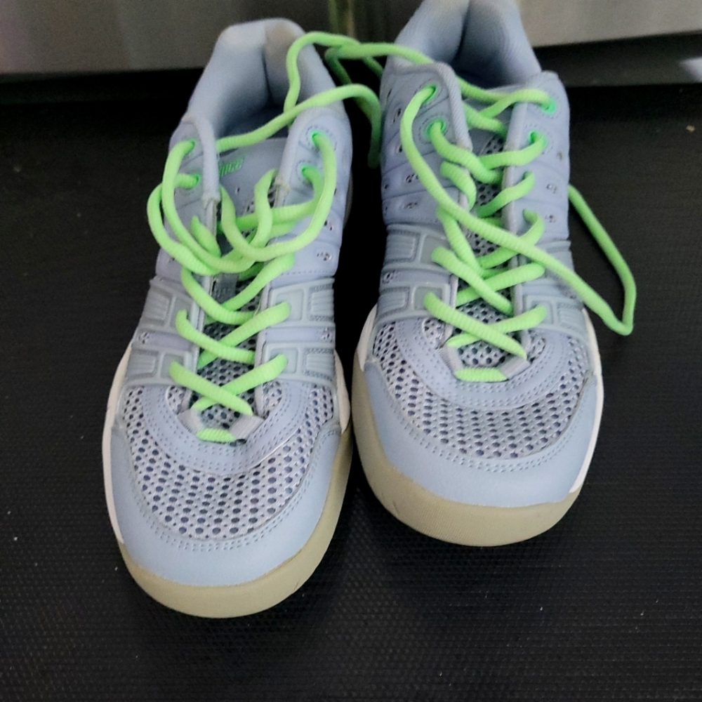 Womens Light Blue and Green Tennis Sneakers